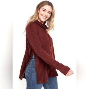 Maternity Sweater-Knit Cowl-Neck Nursing Top